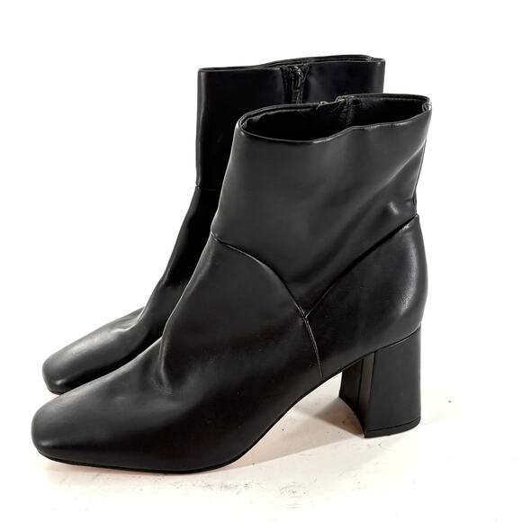 Nordstrom Naja Ankle Boots 11 Black NWOT Booties Heel Vegan Leather Zip Capsule - Picture 2 of 7